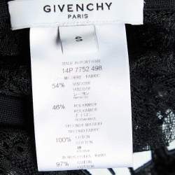 Givenchy Black Lace Favelas Applique Sheer Top S