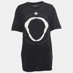 Pre Owned Givenchy Black Shark Jaw Print Cotton Crew Neck Half Sleeve T-shirt XXL
