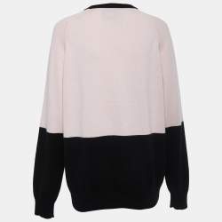 Pre Owned Givenchy Pink/Black Logo Patterned Cashmere Crew Neck Sweater M