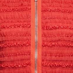 Givenchy Red Tulle Flounce Satin Trimmed Zip Front Jacket M