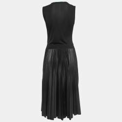 Givenchy Black Jersey Pleated Midi Dress M
