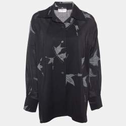 Givenchy Vision Black Printed Wool Button Front Shirt XL