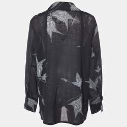 Givenchy Vision Black Printed Wool Button Front Shirt XL