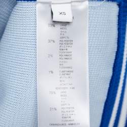 Pre Owned Givenchy Blue Wool Knit Logo Embroidered Bomber Jacket XS