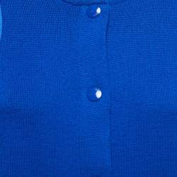 Pre Owned Givenchy Blue Wool Knit Logo Embroidered Bomber Jacket XS