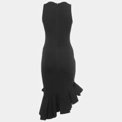 Pre Owned Givenchy Black Knit Sleeveless Ruffled Midi Dress S