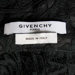 Givenchy Black Lace Ruffle Applique Detail Midi Dress L