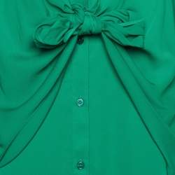 Pre Owned Givenchy Green Georgette Cut Shoulder Detail Mini Dress L