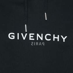 Givenchy Black Reverse Logo Print Cotton Oversized Hoodie XS