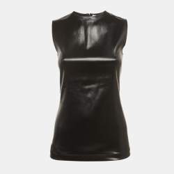 Pre Owned Givenchy Black Faux Leather Sleeveless Top S