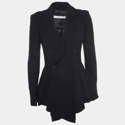 Pre Owned Givenchy Black Crepe Double Breasted Peplum Blazer M