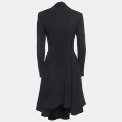 Givenchy Black Crepe Double Breasted Flared Mid-Length Coat M
