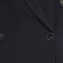 Givenchy Black Crepe Double Breasted Flared Mid-Length Coat M