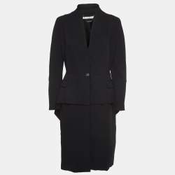 Givenchy Black Wool Single Breasted Tiered Mid-Length Coat L