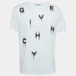 Givenchy White Logo Embroidered Cotton Half Sleeve T-Shirt S