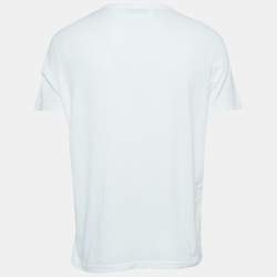 Givenchy White Logo Embroidered Cotton Half Sleeve T-Shirt S