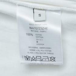 Givenchy White Logo Embroidered Cotton Half Sleeve T-Shirt S