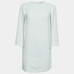 Pre Owned Givenchy White Crepe Cape Sleeve Detail Shift Dress M