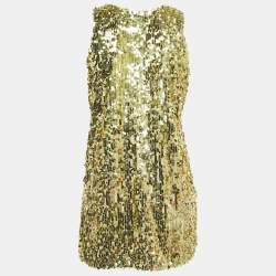 Pre Owned Givenchy Gold Sequined Sleeveless Mini Dress M