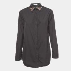 Givenchy Black Cotton Butterfly Patch Collar Button Front Shirt M