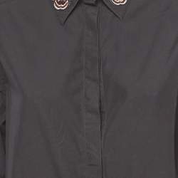 Givenchy Black Cotton Butterfly Patch Collar Button Front Shirt M