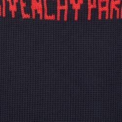 Pre Owned Givenchy Navy Blue 4G Logo Cotton Knit Crew Neck Jumper S