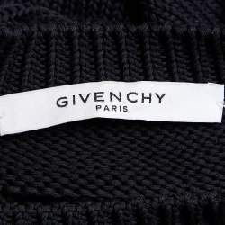 Pre Owned Givenchy Navy Blue 4G Logo Cotton Knit Crew Neck Jumper S