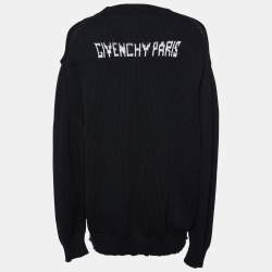 Pre Owned Givenchy Black 4G Logo Cotton Knit Crew Neck Jumper M