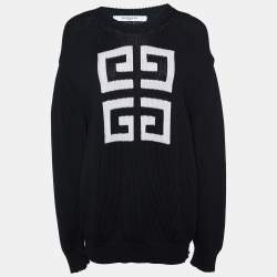 Pre Owned Givenchy Black 4G Logo Cotton Knit Crew Neck Jumper M