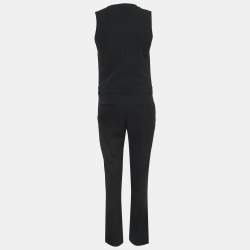 Givenchy Black Crepe Buttoned Sleeveless Jumpsuit S