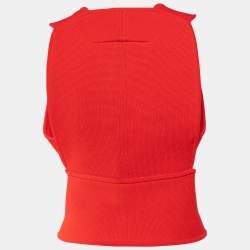 Givenchy Red Knit Sleeveless Open Front Top M