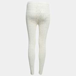 Givenchy Off White Logo Patterned Knit Leggings XS