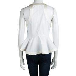 Givenchy White Silk Trim Ruffle Detail Sleeveless Top L