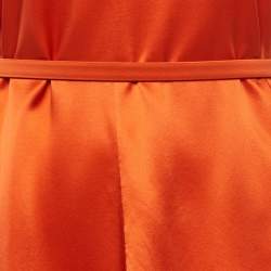 Givenchy Orange Satin Belted Sleeveless Layer Dress M