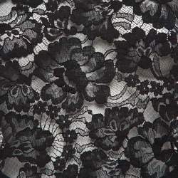 Pre Owned Givenchy Black Floral Lace Semi Sheer Top and Pants Set M