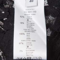 Pre Owned Givenchy Black Floral Lace Semi Sheer Top and Pants Set M