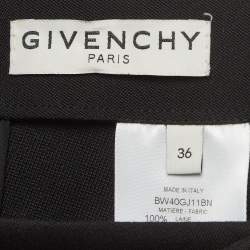 Givenchy Black Chain Belted Gabardine Asymmetrical Mini Skirt S