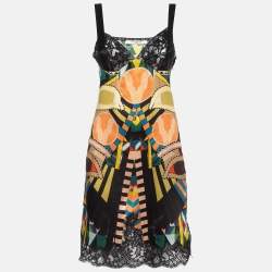 Givenchy Multicolor Printed Lace Trim Satin Slip Dress M