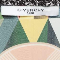 Givenchy Multicolor Printed Lace Trim Satin Slip Dress M