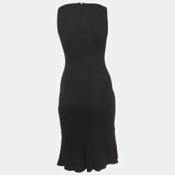 Givenchy Black Rib Knit Panelled Flounce Midi Dress S