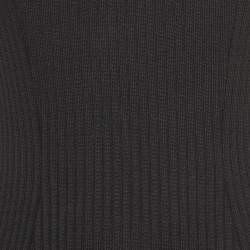 Givenchy Black Rib Knit Panelled Flounce Midi Dress S