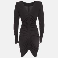 Pre Owned Givenchy Black Jersey Ruched Mini Dress S
