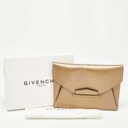 Givenchy Gold Leather Medium Antigona Envelope Clutch