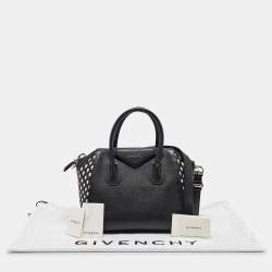 Givenchy Black/White Leather Small Woven Antigona Satchel