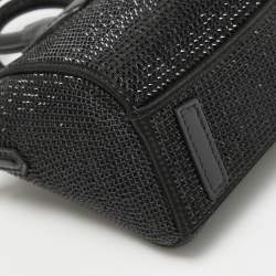 مملوكة مسبقًا Givenchy Black Satin and Leather Micro Antigona Crystals Crossbody Bag