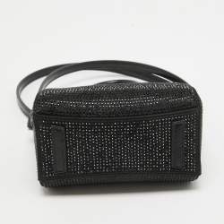 مملوكة مسبقًا Givenchy Black Satin and Leather Micro Antigona Crystals Crossbody Bag