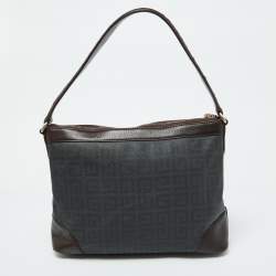 Givenchy Grey/Dark Brown Monogram Coated Canvas and Leather Hobo