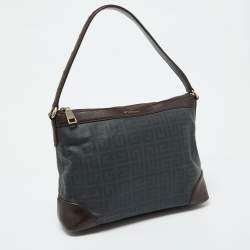 Givenchy Grey/Dark Brown Monogram Coated Canvas and Leather Hobo