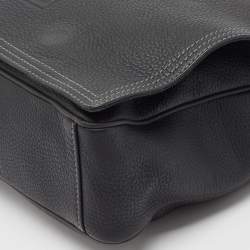 Givenchy Black Leather Logo Embossed Flap Messenger Bag