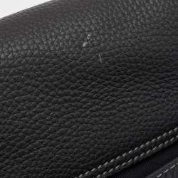 Givenchy Black Leather Logo Embossed Flap Messenger Bag